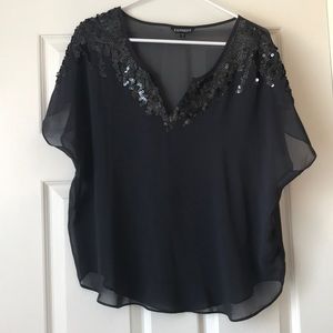 Express Sequin V cut Top